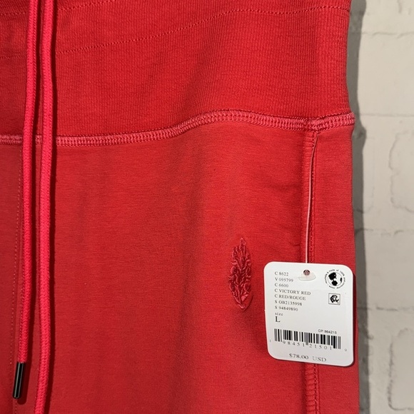 Free People joggers pants victory Red Flared gold over drawstring Large NEW - Picture 3 of 5